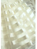 Ivory Satin Striped Organza Cute Flower Girl Dress